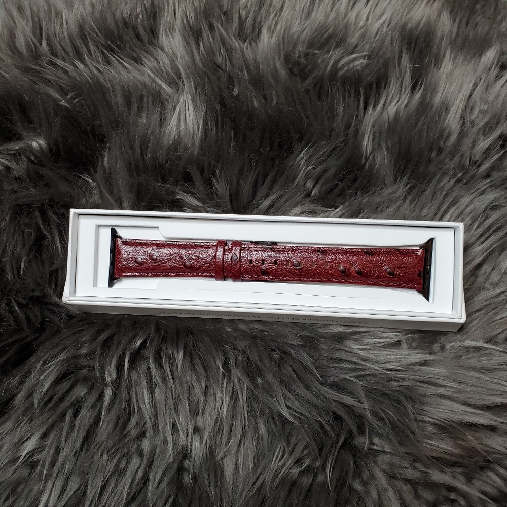 🏝Dark red genuine leather Apple watch band🏝